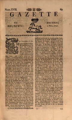 Gazette de Brunswig Mittwoch 2. März 1757