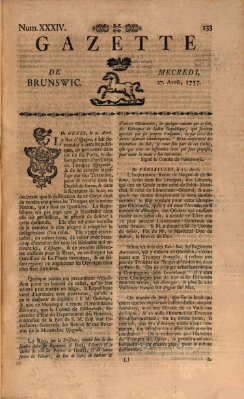 Gazette de Brunswig Mittwoch 27. April 1757