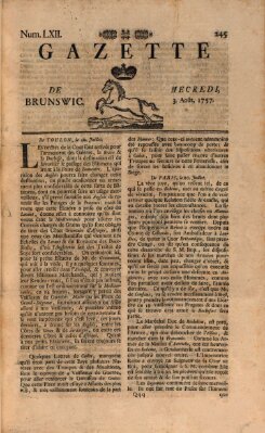 Gazette de Brunswig Mittwoch 3. August 1757