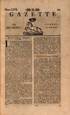 Gazette de Brunswig Samstag 20. August 1757