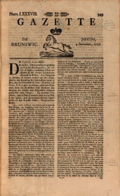 Gazette de Brunswig Donnerstag 3. November 1757