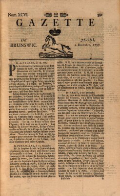 Gazette de Brunswig Donnerstag 1. Dezember 1757