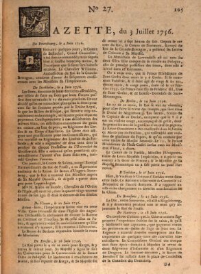 Gazette (Gazette de France) Samstag 3. Juli 1756