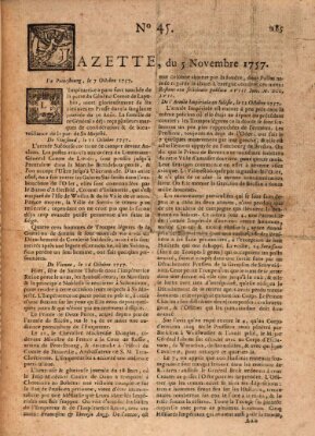 Gazette (Gazette de France) Samstag 5. November 1757