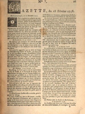 Gazette (Gazette de France) Samstag 18. Februar 1758