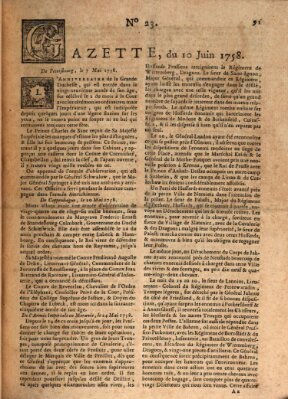 Gazette (Gazette de France) Samstag 10. Juni 1758