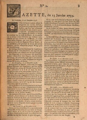 Gazette (Gazette de France) Samstag 13. Januar 1759