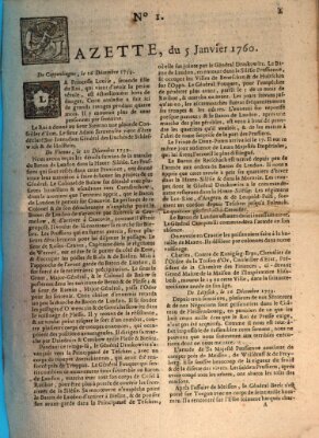 Gazette (Gazette de France) Samstag 5. Januar 1760