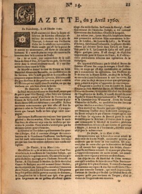 Gazette (Gazette de France) Samstag 5. April 1760