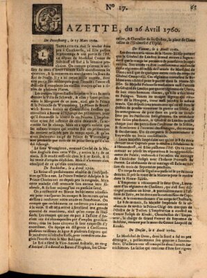 Gazette (Gazette de France) Samstag 26. April 1760