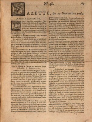 Gazette (Gazette de France) Samstag 29. November 1760