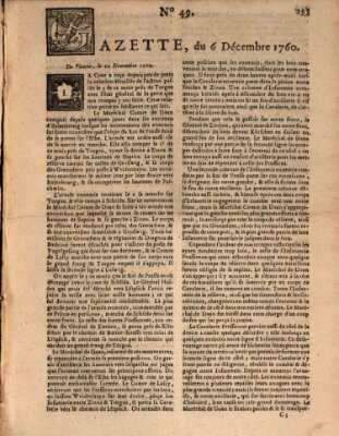 Gazette (Gazette de France) Samstag 6. Dezember 1760