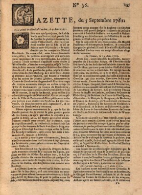 Gazette (Gazette de France) Samstag 5. September 1761