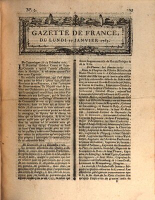 Gazette de France Montag 17. Januar 1763