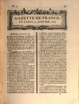 Gazette de France Montag 31. Januar 1763