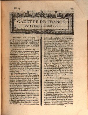 Gazette de France Montag 7. März 1763