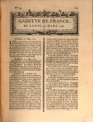 Gazette de France Montag 21. März 1763