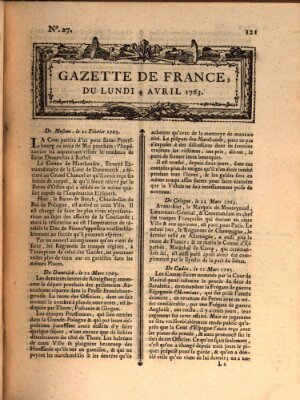 Gazette de France Montag 4. April 1763