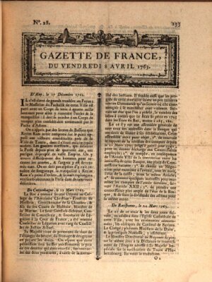 Gazette de France Freitag 8. April 1763