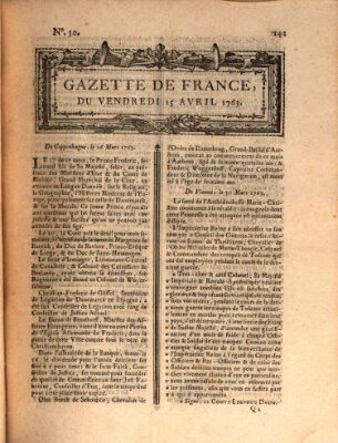 Gazette de France Freitag 15. April 1763