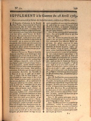 Gazette de France Montag 18. April 1763