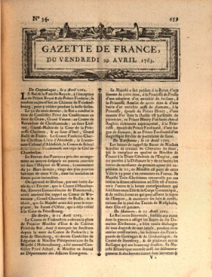 Gazette de France Freitag 29. April 1763