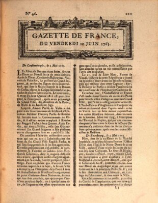 Gazette de France Freitag 10. Juni 1763