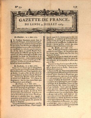 Gazette de France Montag 4. Juli 1763