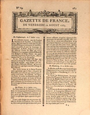 Gazette de France Freitag 12. August 1763