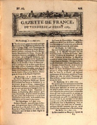 Gazette de France Freitag 26. August 1763