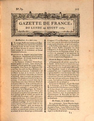 Gazette de France Montag 29. August 1763