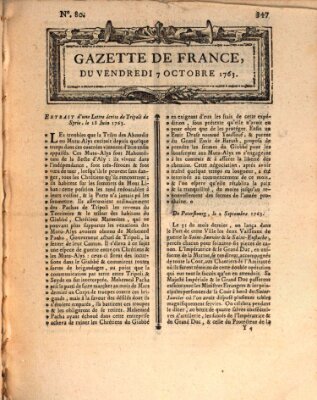 Gazette de France Freitag 7. Oktober 1763