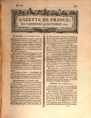 Gazette de France Freitag 28. Oktober 1763