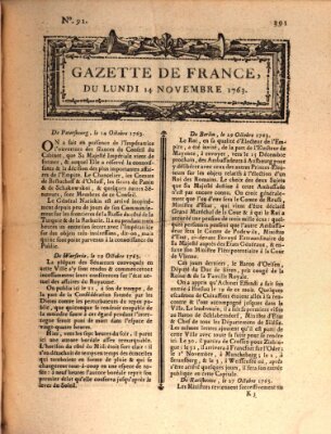 Gazette de France Montag 14. November 1763