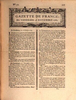 Gazette de France Freitag 18. November 1763