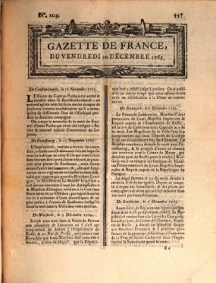 Gazette de France Freitag 30. Dezember 1763