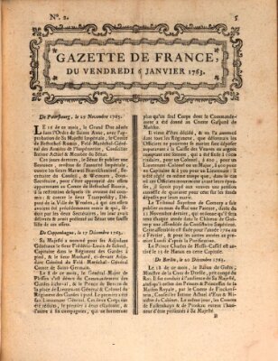 Gazette de France Freitag 6. Januar 1764