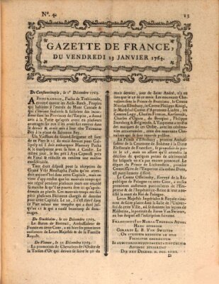 Gazette de France Freitag 13. Januar 1764