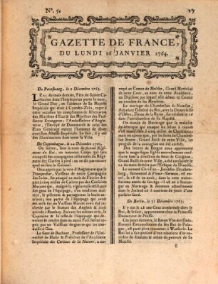 Gazette de France Montag 16. Januar 1764