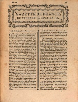 Gazette de France Freitag 24. Februar 1764