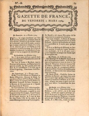 Gazette de France Freitag 2. März 1764