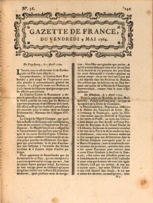 Gazette de France Freitag 4. Mai 1764