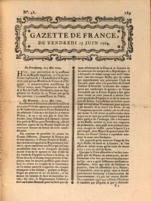 Gazette de France Freitag 15. Juni 1764