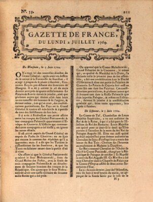 Gazette de France Montag 2. Juli 1764