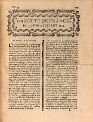 Gazette de France Montag 9. Juli 1764