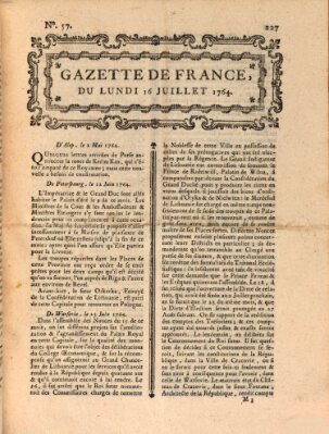 Gazette de France Montag 16. Juli 1764