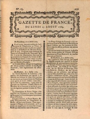 Gazette de France Montag 13. August 1764