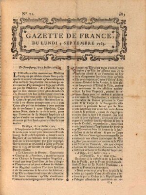 Gazette de France Montag 3. September 1764