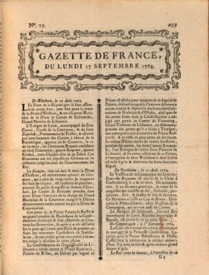 Gazette de France Montag 17. September 1764