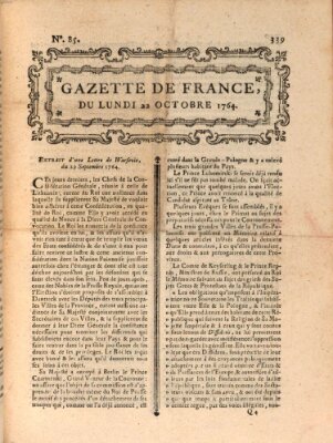 Gazette de France Montag 22. Oktober 1764